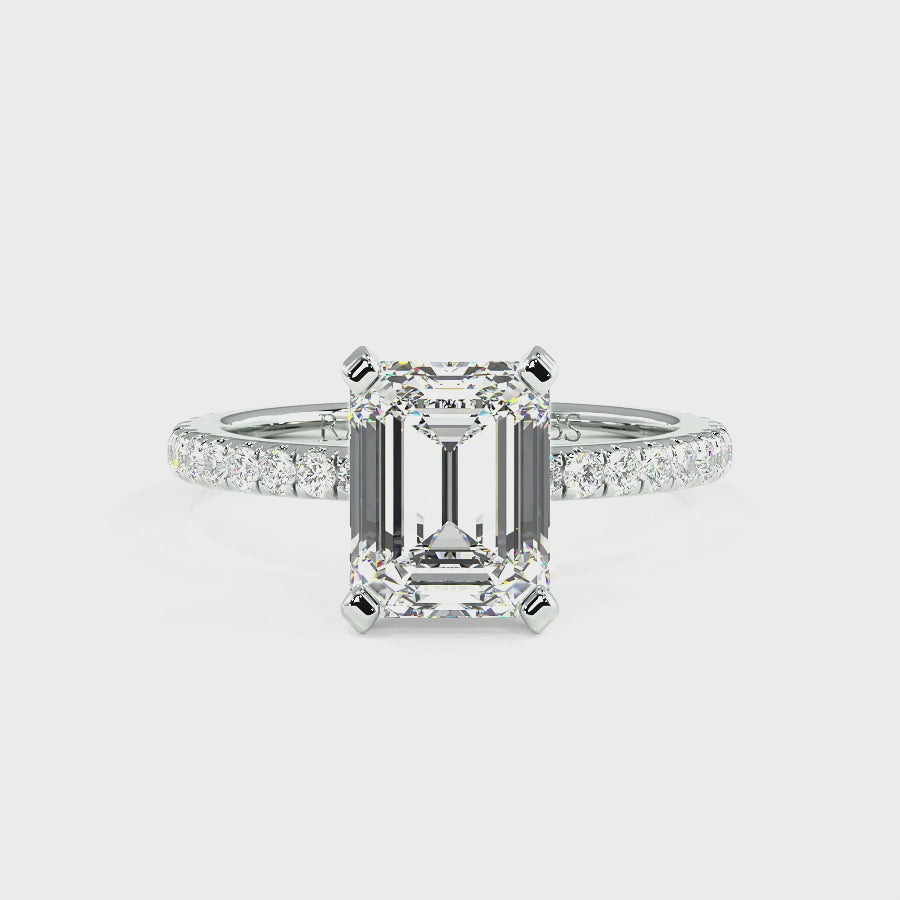 Nikki Platinum Accent Engagement Rings | Emerald Shape