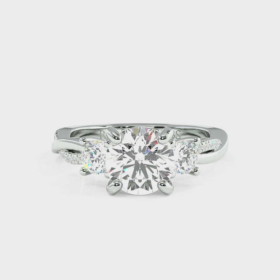 Jasmine 9K White Gold Three Stone Engagement Ring