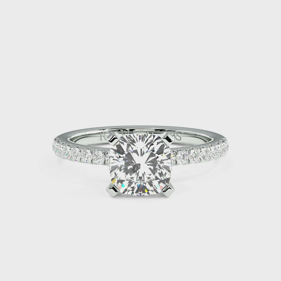 Nikki Platinum Accent Engagement Rings | Cushion Shape