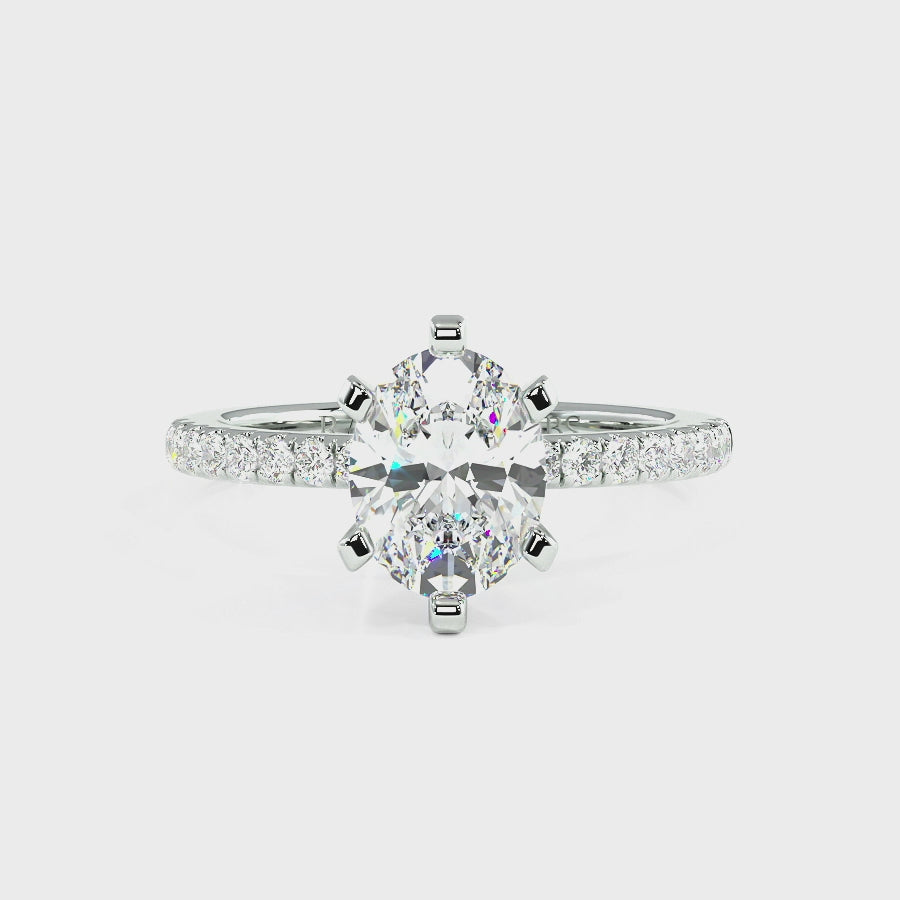 Nikki Platinum Accent Engagement Rings | Oval Shape