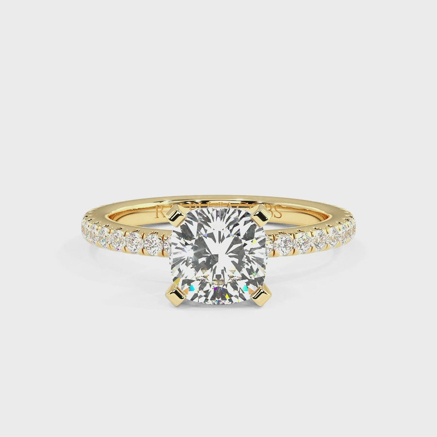 Nikki 9K Yellow Gold Accent Engagement Rings | Cushion Shape