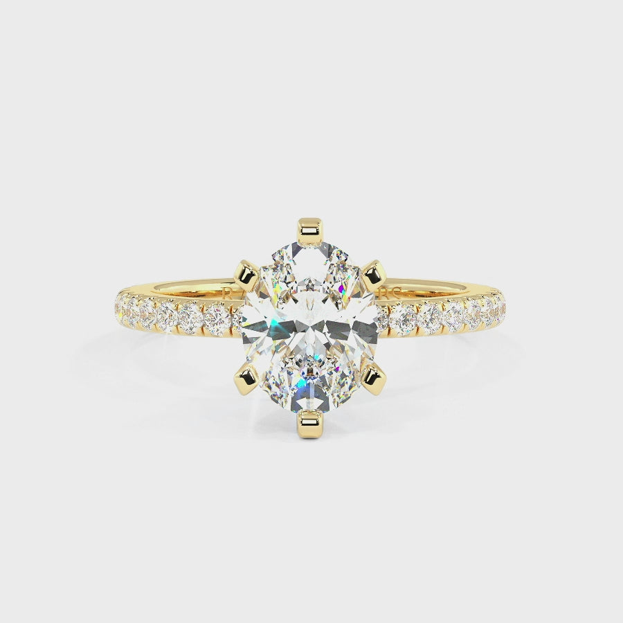 Nikki 9K Yellow Gold Accent Engagement Rings | Oval Shape