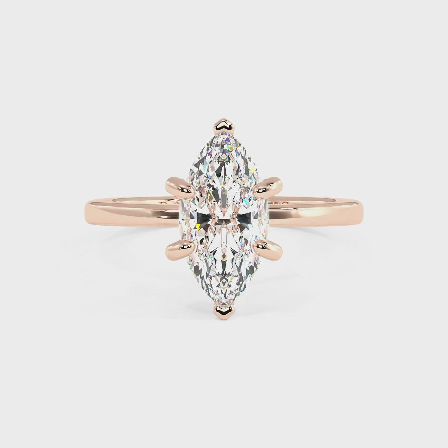 Raylee 14K Rose Gold Hidden Halo Engagement Ring | Marquise Shape