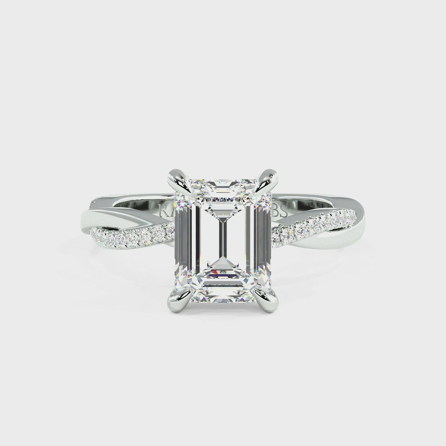 Jasmine Platinum Accent Engagement Ring | Emerald Shape