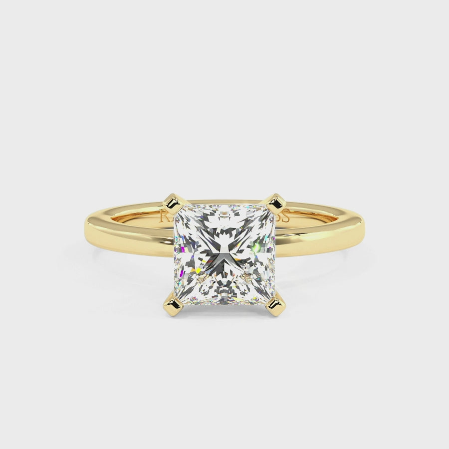 Nikki 9K Yellow Gold Solitaire Engagement Rings | Princess Shape