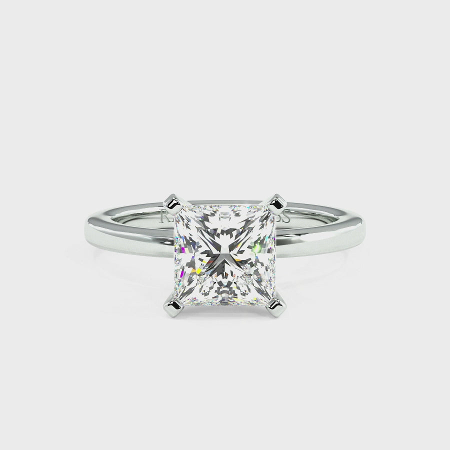 Nikki Platinum Solitaire Engagement Rings | Princess Shape