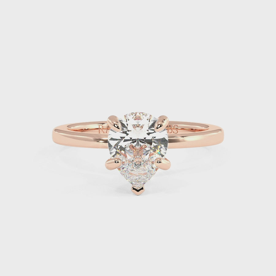 Raylee 14K Rose Gold Hidden Halo Engagement Ring | Pear Shape