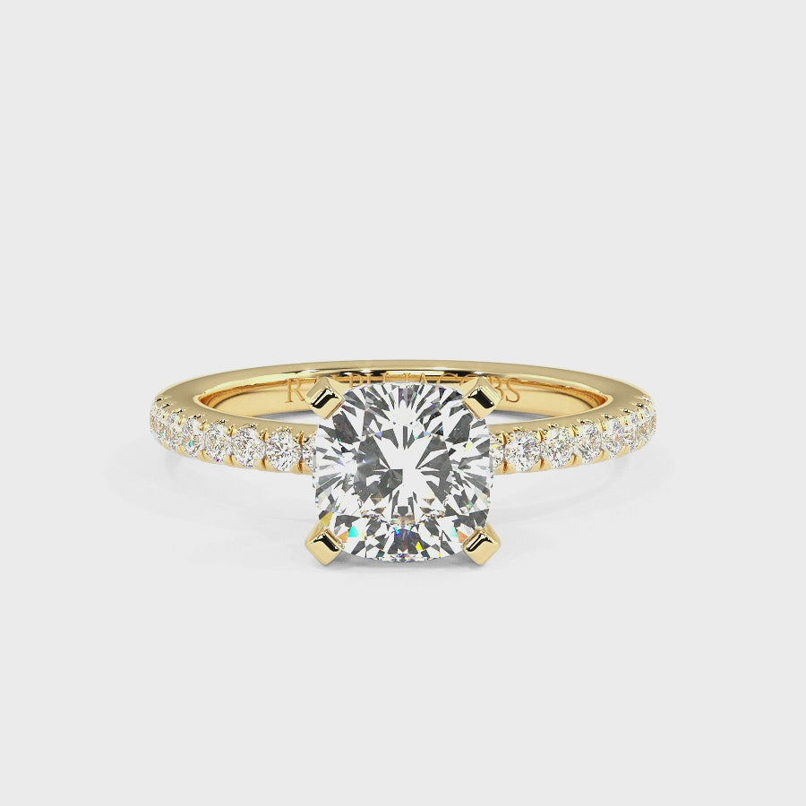 Nikki 9K Yellow Gold Accent Engagement Rings | Cushion Shape