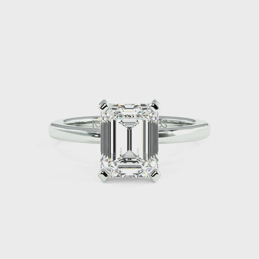 Nikki Platinum Solitaire Engagement Rings | Emerald Shape