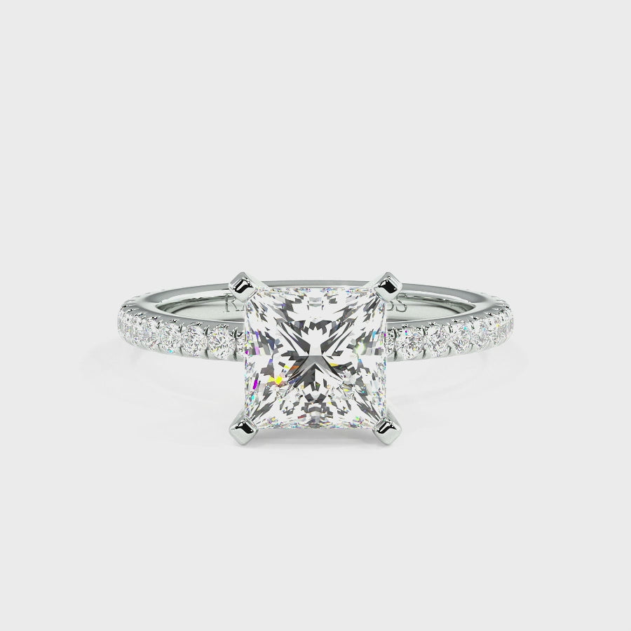 Nikki Platinum Accent Engagement Rings | Princess Shape