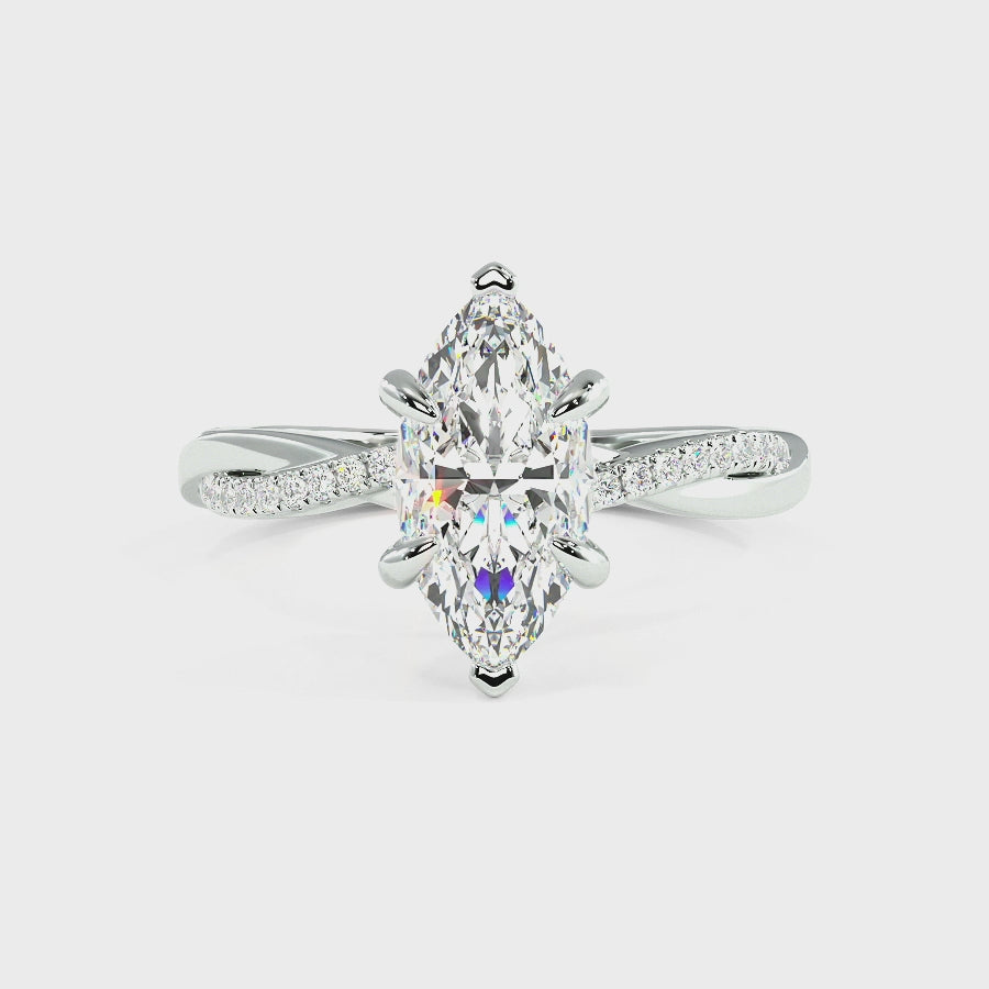 Jasmine Platinum Accent Engagement Ring | Marquise Shape