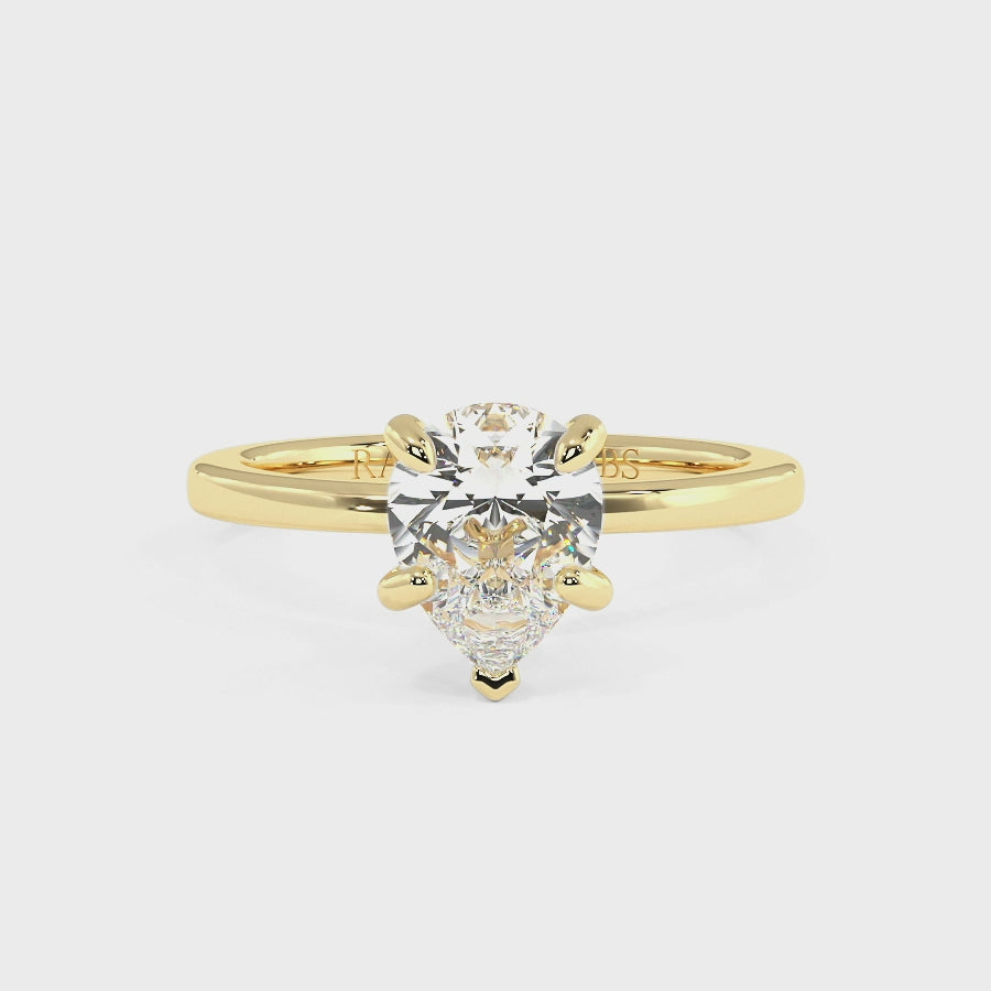 Raylee 9K Yellow Gold Hidden Halo Engagement Ring | Pear Shape