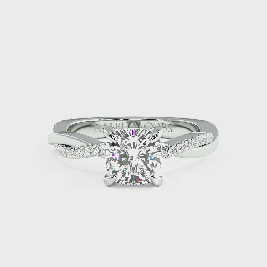 Jasmine Platinum Accent Engagement Ring | Cushion Shape