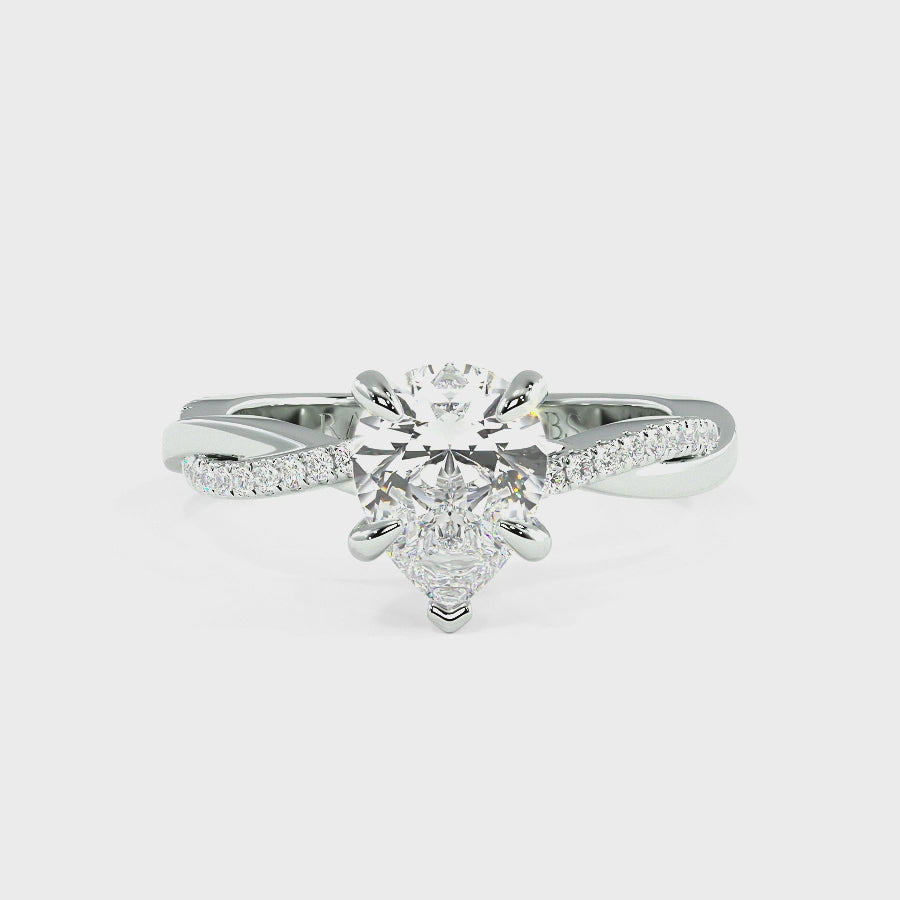 Jasmine Platinum Accent Engagement Ring | Pear Shape