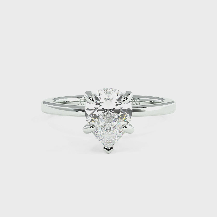 Raylee Platinum Hidden Halo Engagement Ring | Pear Shape