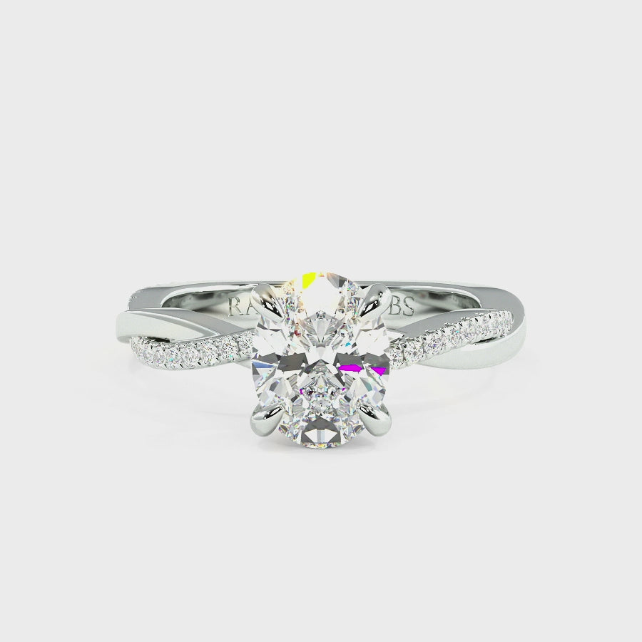 Jasmine Platinum Accent Engagement Ring | Oval Shape