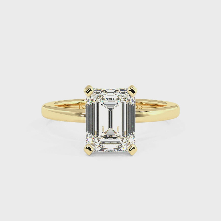 Nikki 9K Yellow Gold Solitaire Engagement Rings | Emerald Shape