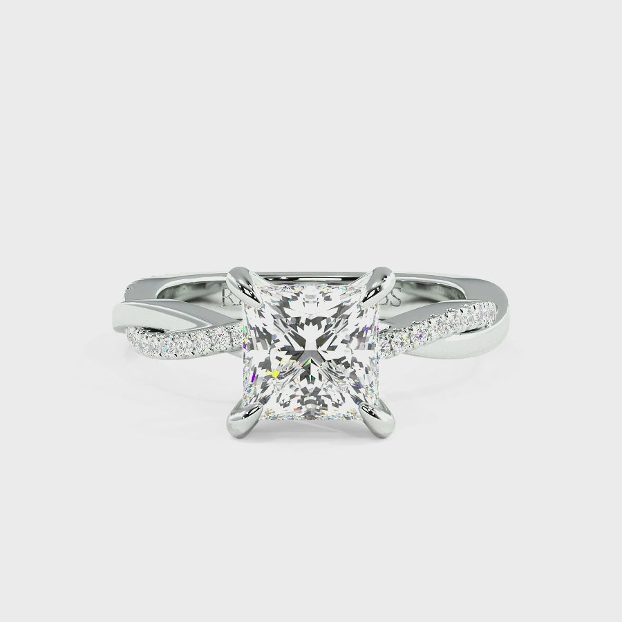 Jasmine Platinum Accent Engagement Ring | Princess Shape