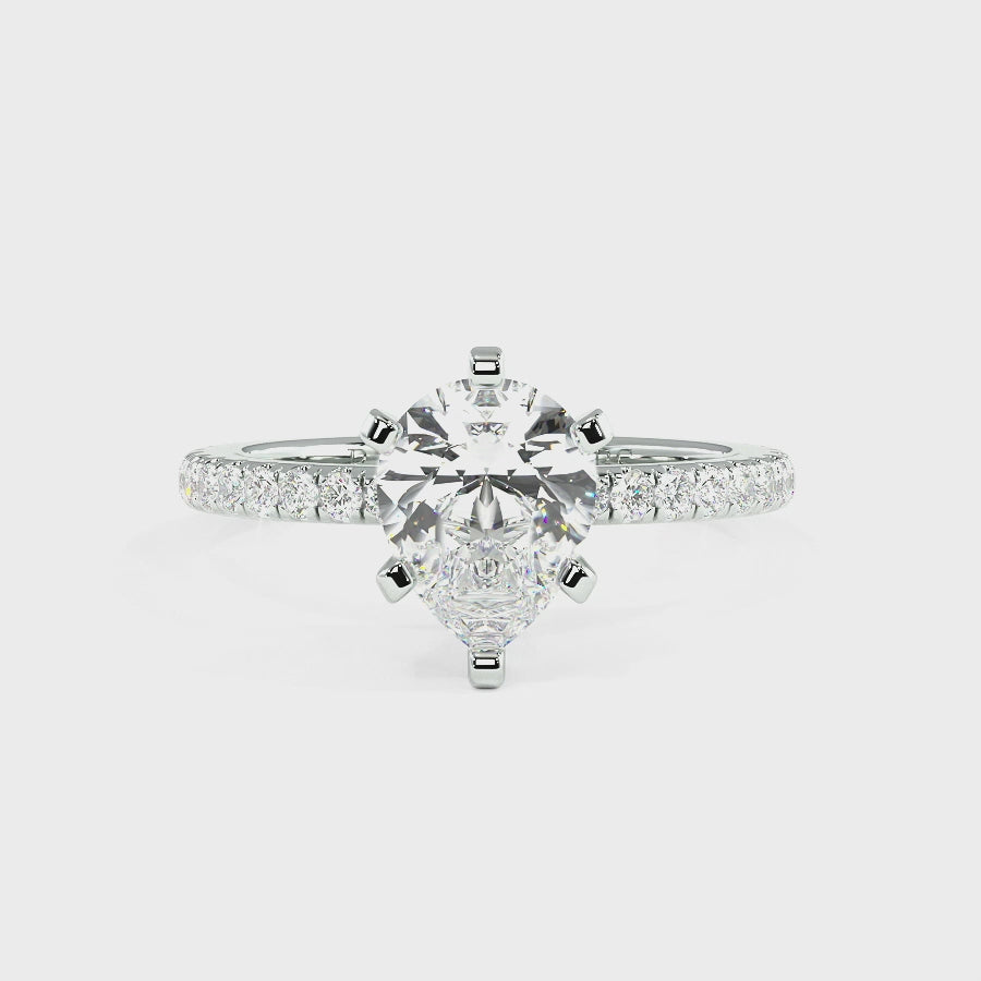 Nikki Platinum Accent Engagement Rings | Pear Shape