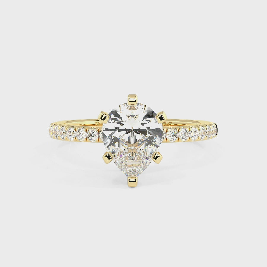 Nikki 9K Yellow Gold Accent Engagement Rings | Pear Shape