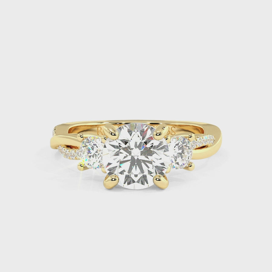 Jasmine 9K Yellow Gold Three Stone Engagement Ring