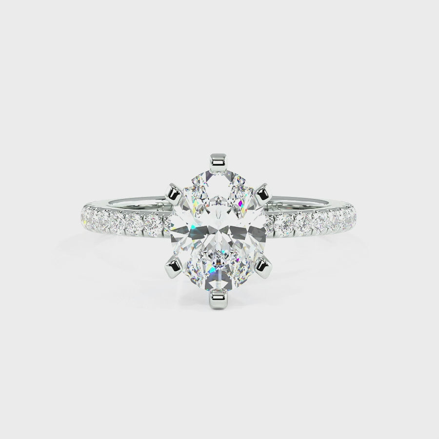 Nikki Platinum Accent Engagement Rings | Oval Shape