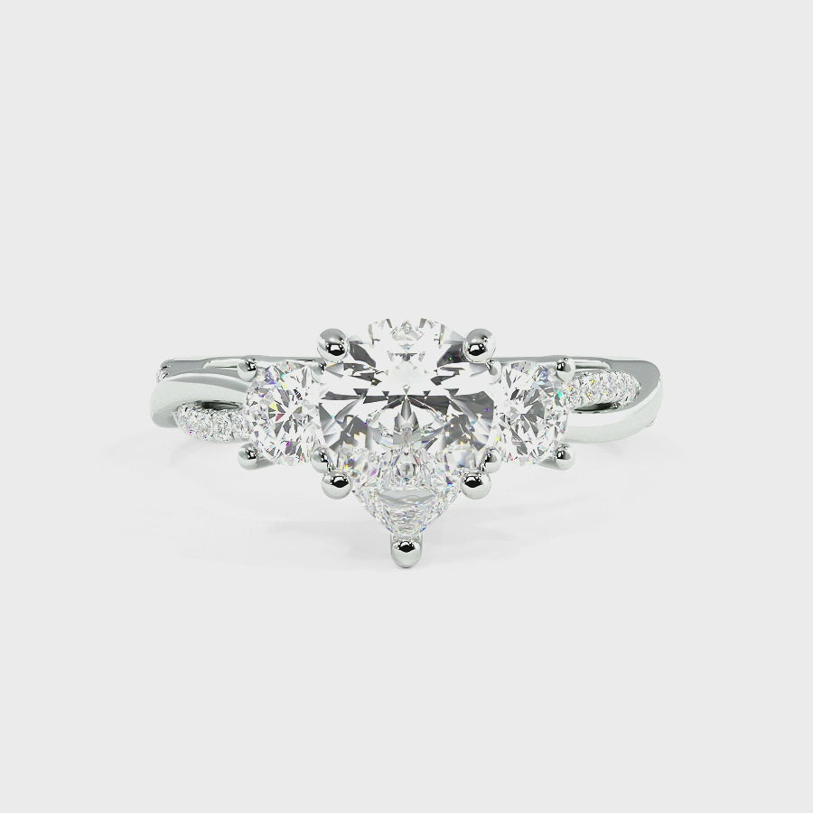 Jasmine Platinum Three Stone Engagement Ring | Pear Shape