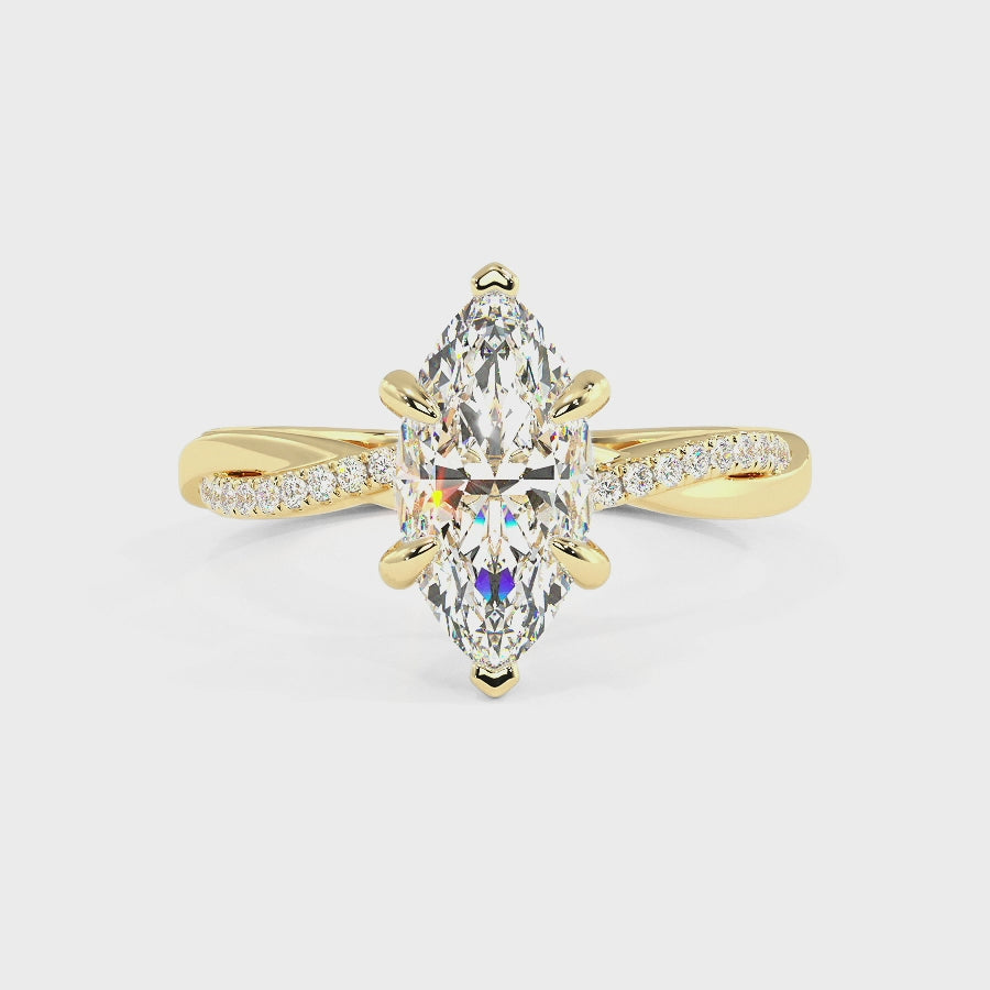 Jasmine 9K Yellow Gold Accent Engagement Ring | Marquise Shape