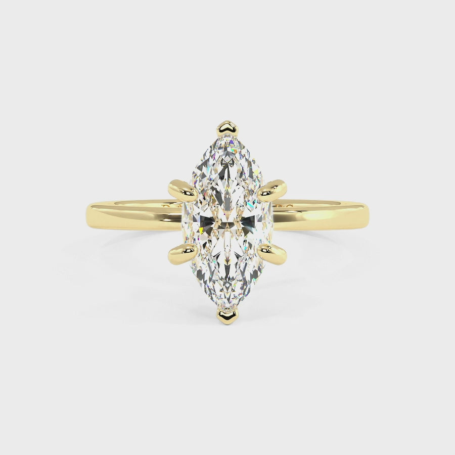 Raylee 18K Yellow Gold Hidden Halo Engagement Ring | Marquise Shape