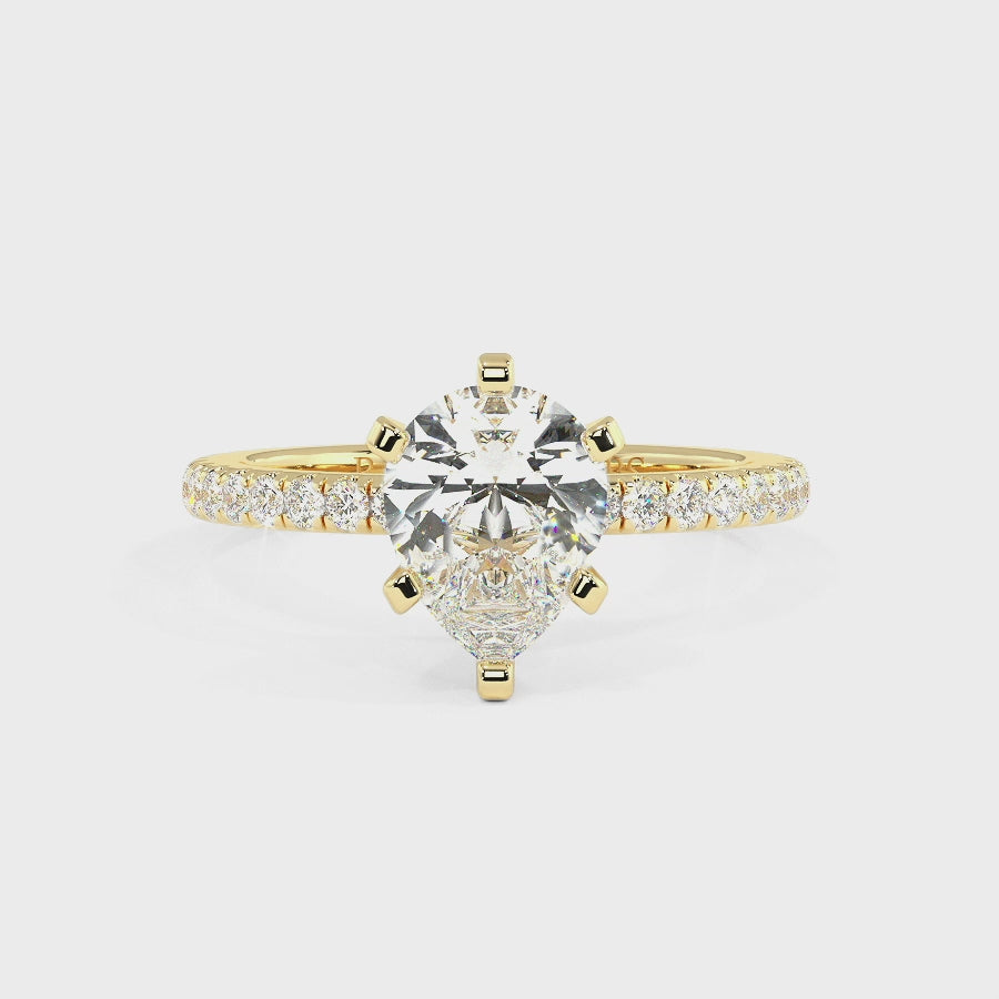 Nikki 9K Yellow Gold Accent Engagement Rings | Pear Shape