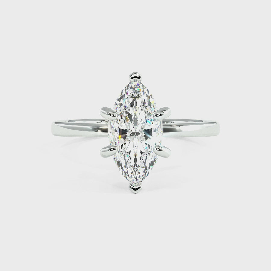 Raylee Platinum Hidden Halo Engagement Ring | Marquise Shape