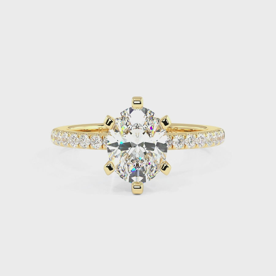 Nikki 9K Yellow Gold Accent Engagement Rings | Oval Shape