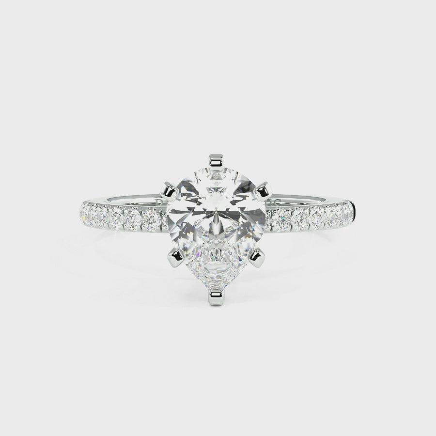 Nikki Platinum Accent Engagement Rings | Pear Shape