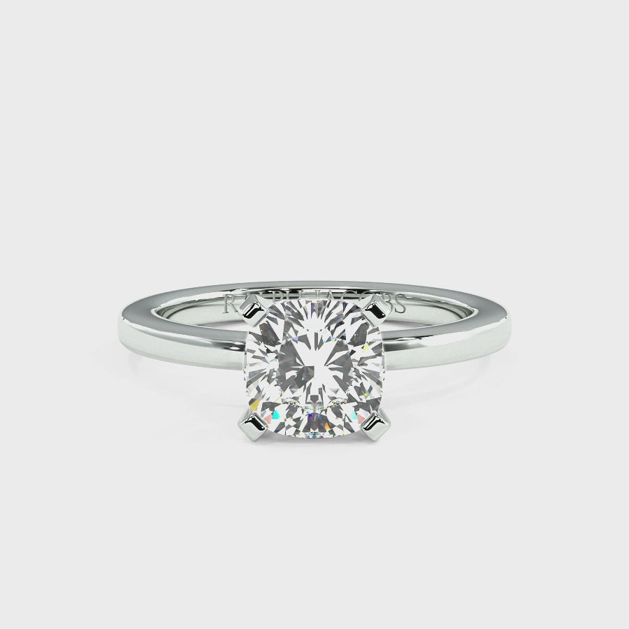 Nikki Platinum Solitaire Engagement Rings | Cushion Shape