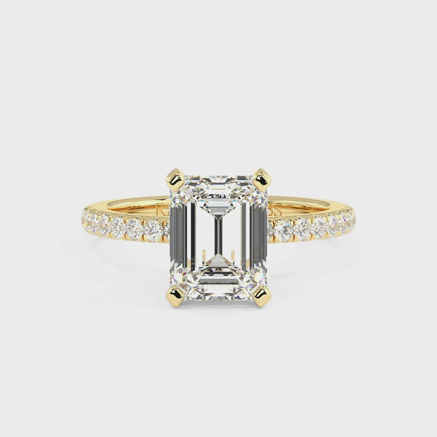 Nikki 9K Yellow Gold Accent Engagement Rings | Emerald Shape