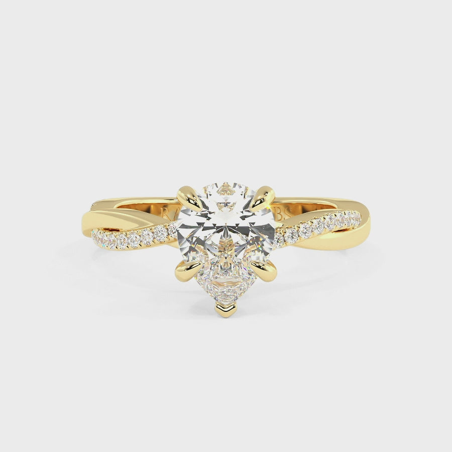 Jasmine 9K Yellow Gold Accent Engagement Ring | Pear Shape