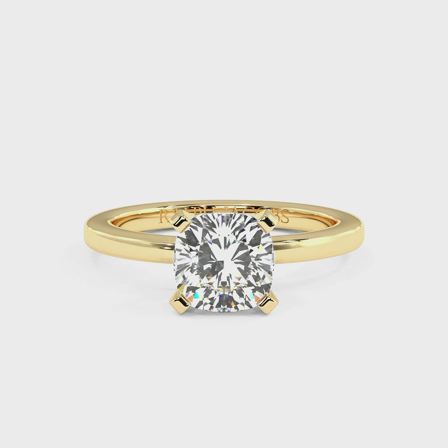 Nikki 9K Yellow Gold Solitaire Engagement Rings | Cushion Shape