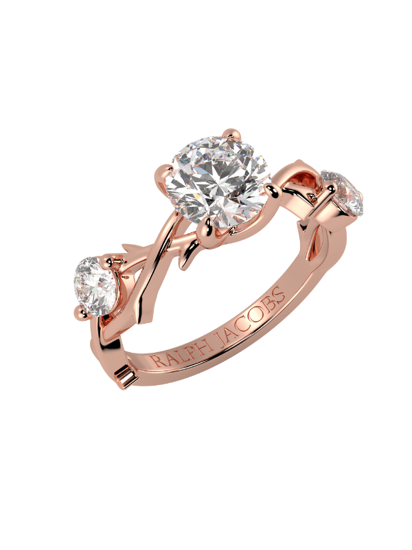 Vine Round Diamond Engagement Ring